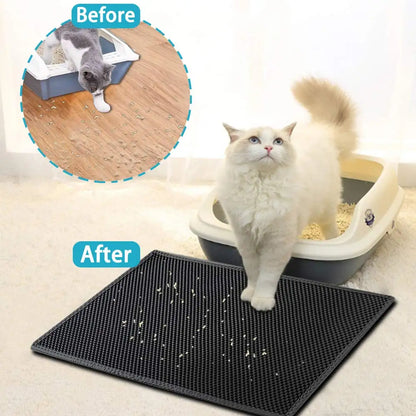Double Layer Waterproof Cat Litter Mat™: Non-slip, Washable, Sand-Free