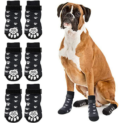 Winter Comfort™: 4-Pack Adjustable Anti-Slip Pet Socks for Small Puppies, Cats, and Dogs