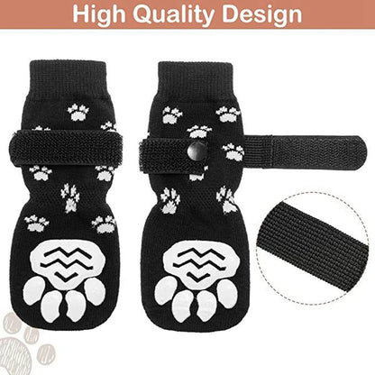 Winter Comfort™: 4-Pack Adjustable Anti-Slip Pet Socks for Small Puppies, Cats, and Dogs