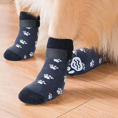 Winter Comfort™: 4-Pack Adjustable Anti-Slip Pet Socks for Small Puppies, Cats, and Dogs