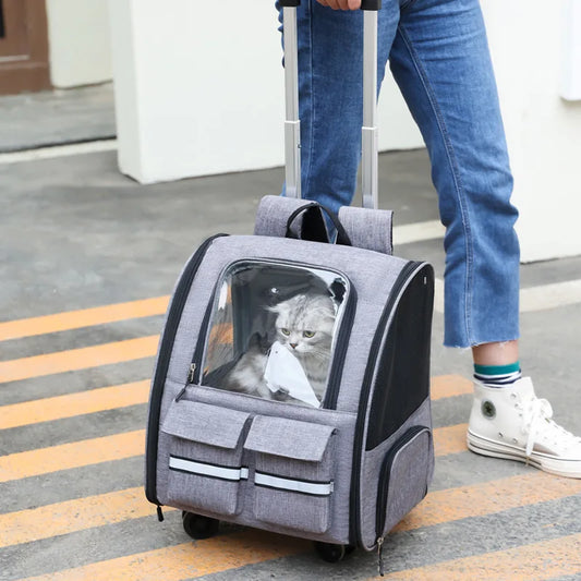 Premium Travel Pet Carrier Backpack™: High-Quality Transport Trolley with Breathable Capsule Design