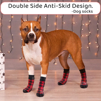 Winter Comfort™: 4-Pack Adjustable Anti-Slip Pet Socks for Small Puppies, Cats, and Dogs