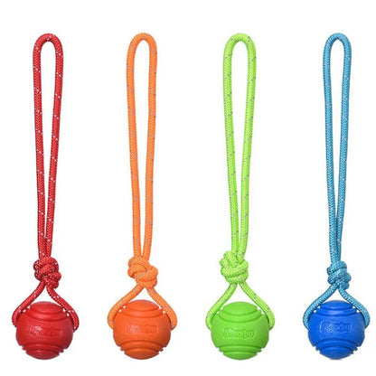 Indestructible Rubber Ball with String™: Tough Chew Toy for Your Pets