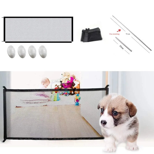 Folding Pet Barrier Fence™: Breathable Mesh Playpen with Hooks