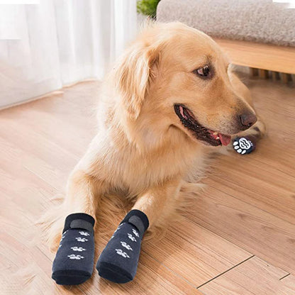 Winter Comfort™: 4-Pack Adjustable Anti-Slip Pet Socks for Small Puppies, Cats, and Dogs