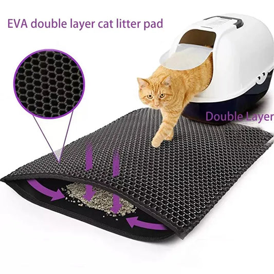 Double Layer Waterproof Cat Litter Mat™: Non-slip, Washable, Sand-Free