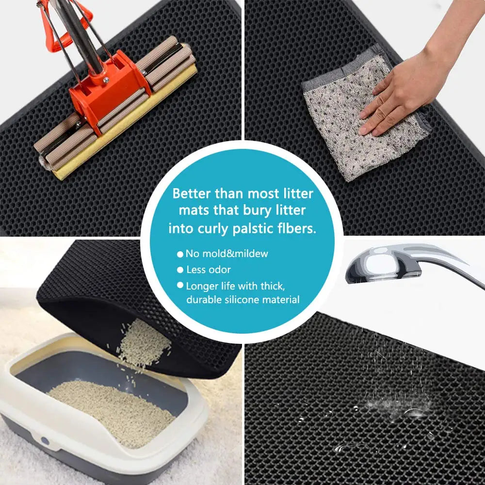 Double Layer Waterproof Cat Litter Mat™: Non-slip, Washable, Sand-Free